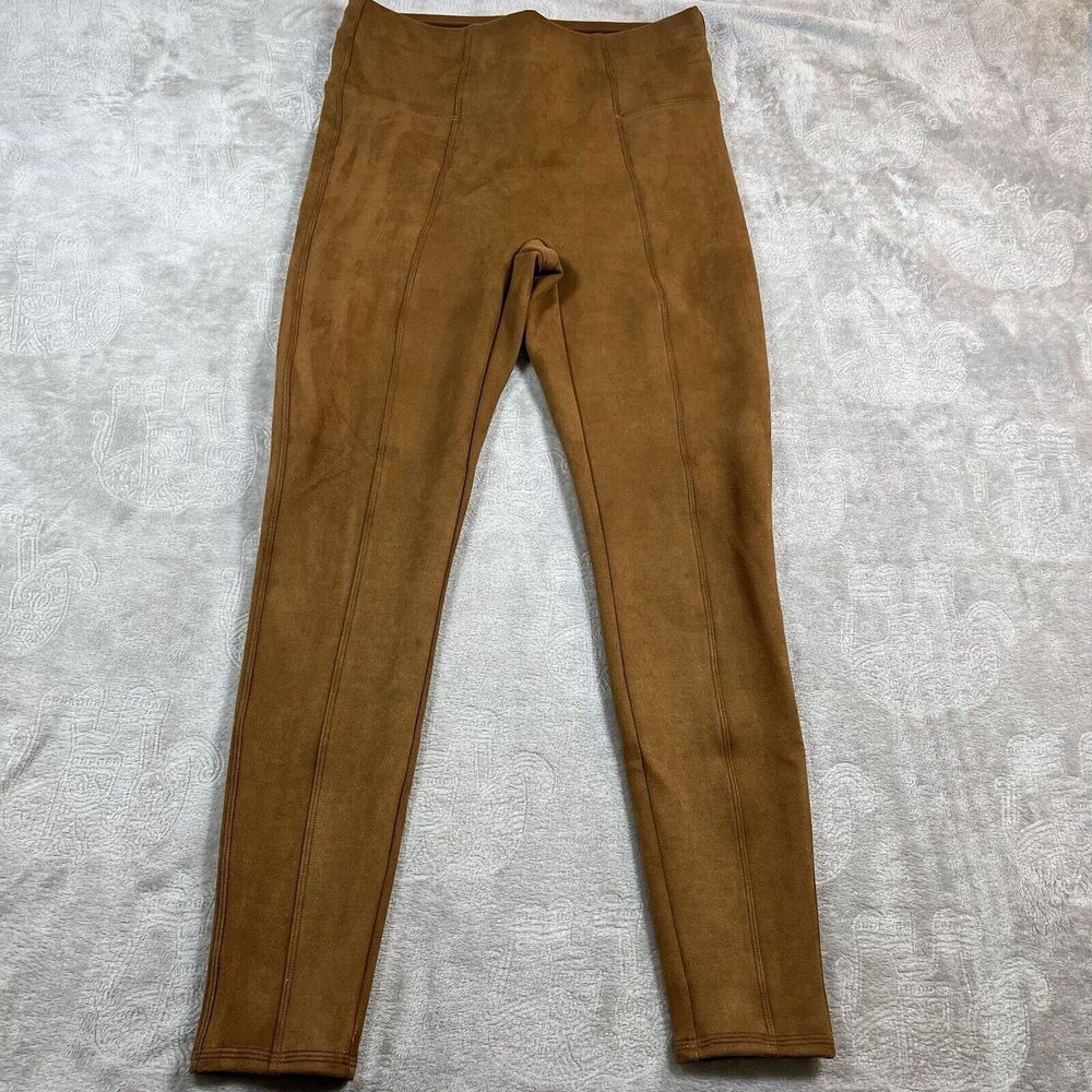 SPANX Faux Suede Leggings High Waisted Perfect Pant Rich Caramel Size Large - Picture 2 of 10